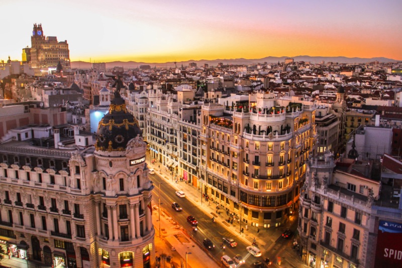 Aerial shot of buildings in Barcelona