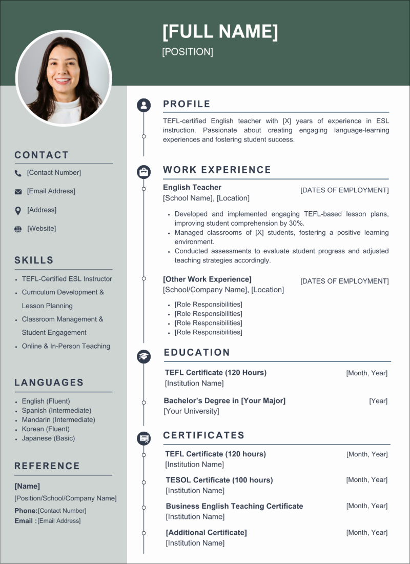 TEFL Resume Sample