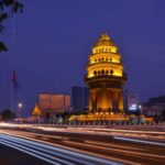 Independence Monument in Phnom Penh, Cambodia at night